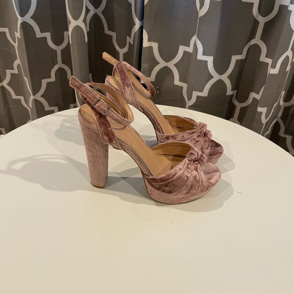 pink vevlet platform heels - Picture 1 of 3